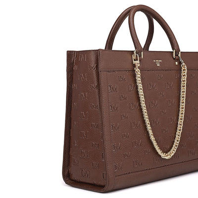 Large Monogram Wax Leather Book Tote - Espresso
