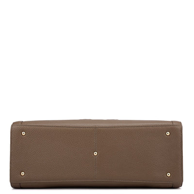 Large Monogram Wax Leather Book Tote - Greyish Taupe