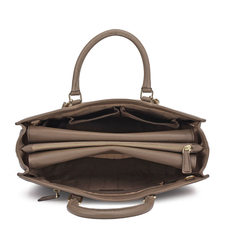 Large Monogram Wax Leather Book Tote - Greyish Taupe