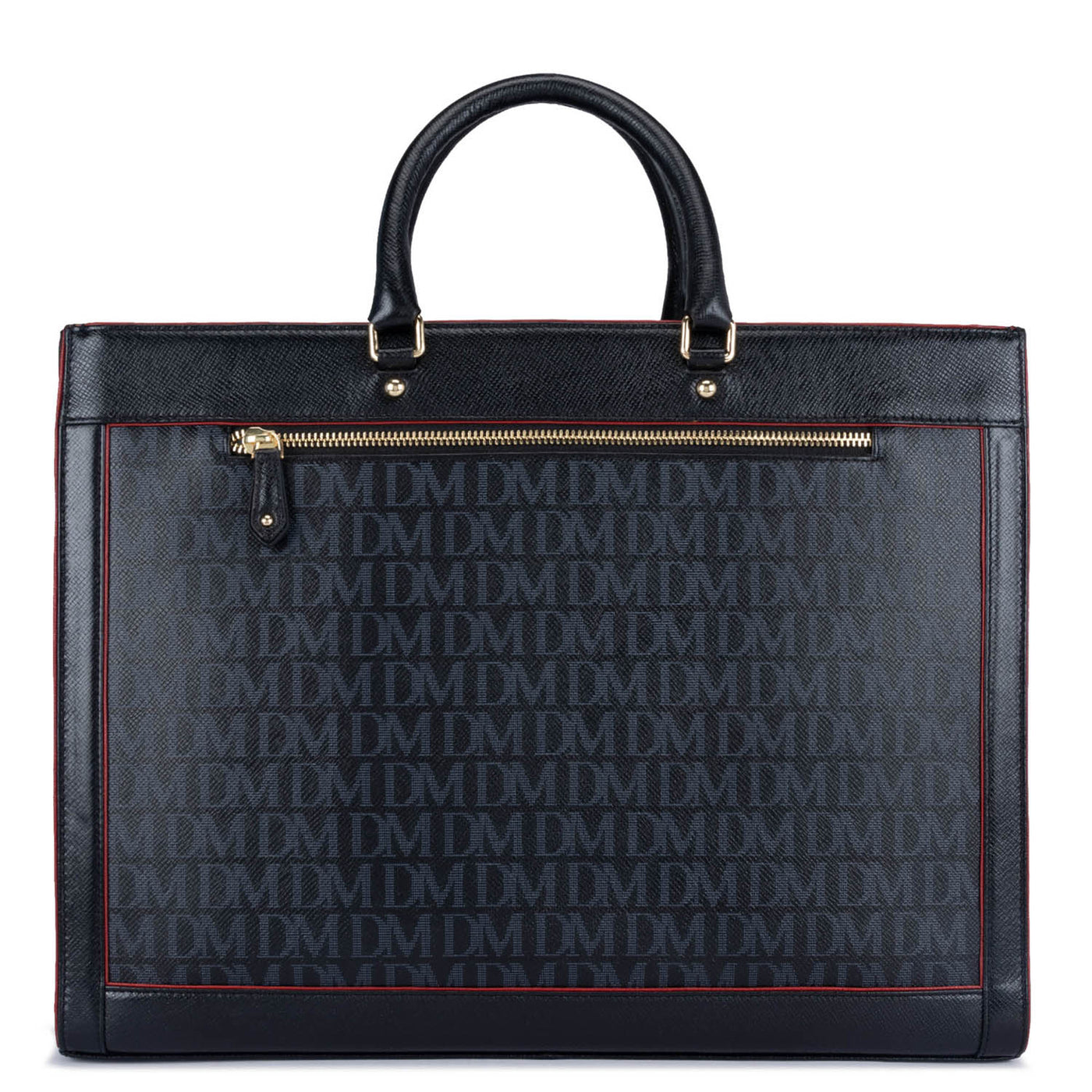 Large Monogram Franzy Leather Book Tote - Black