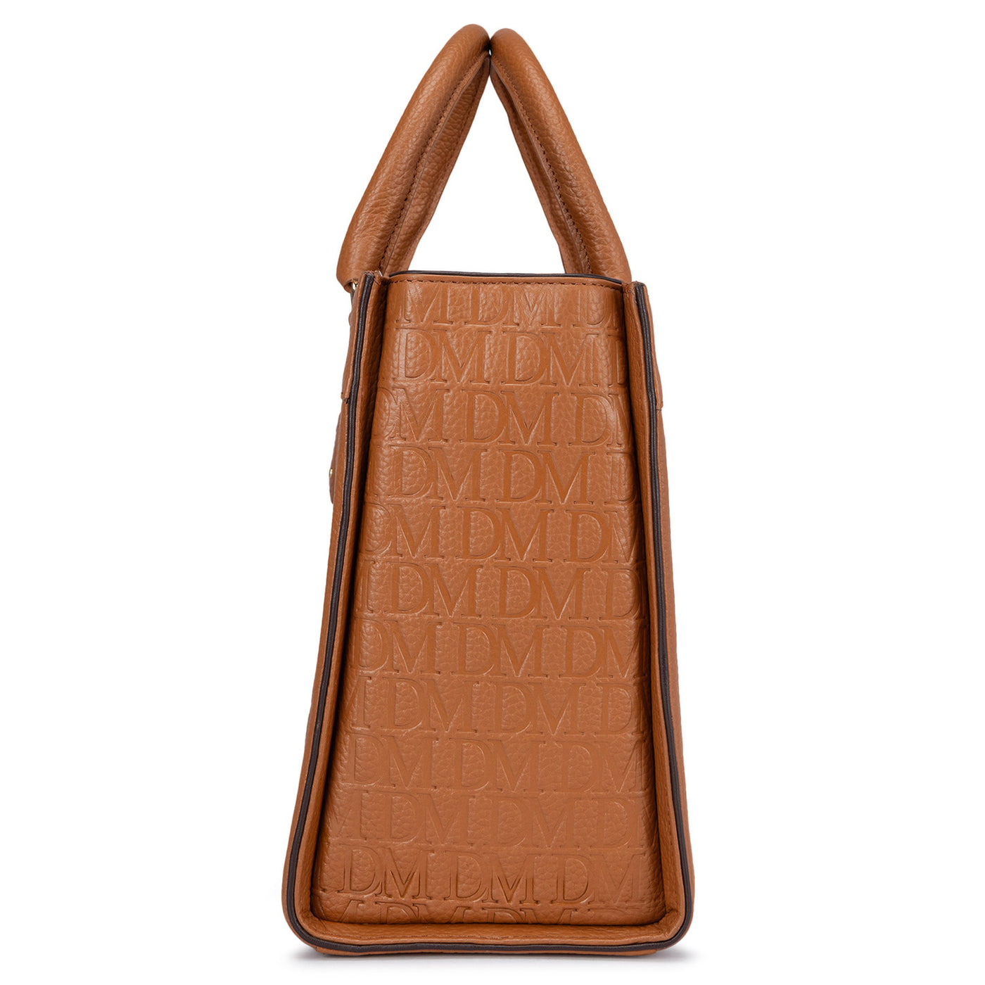 Small Monogram  Leather Book Tote - Caramel