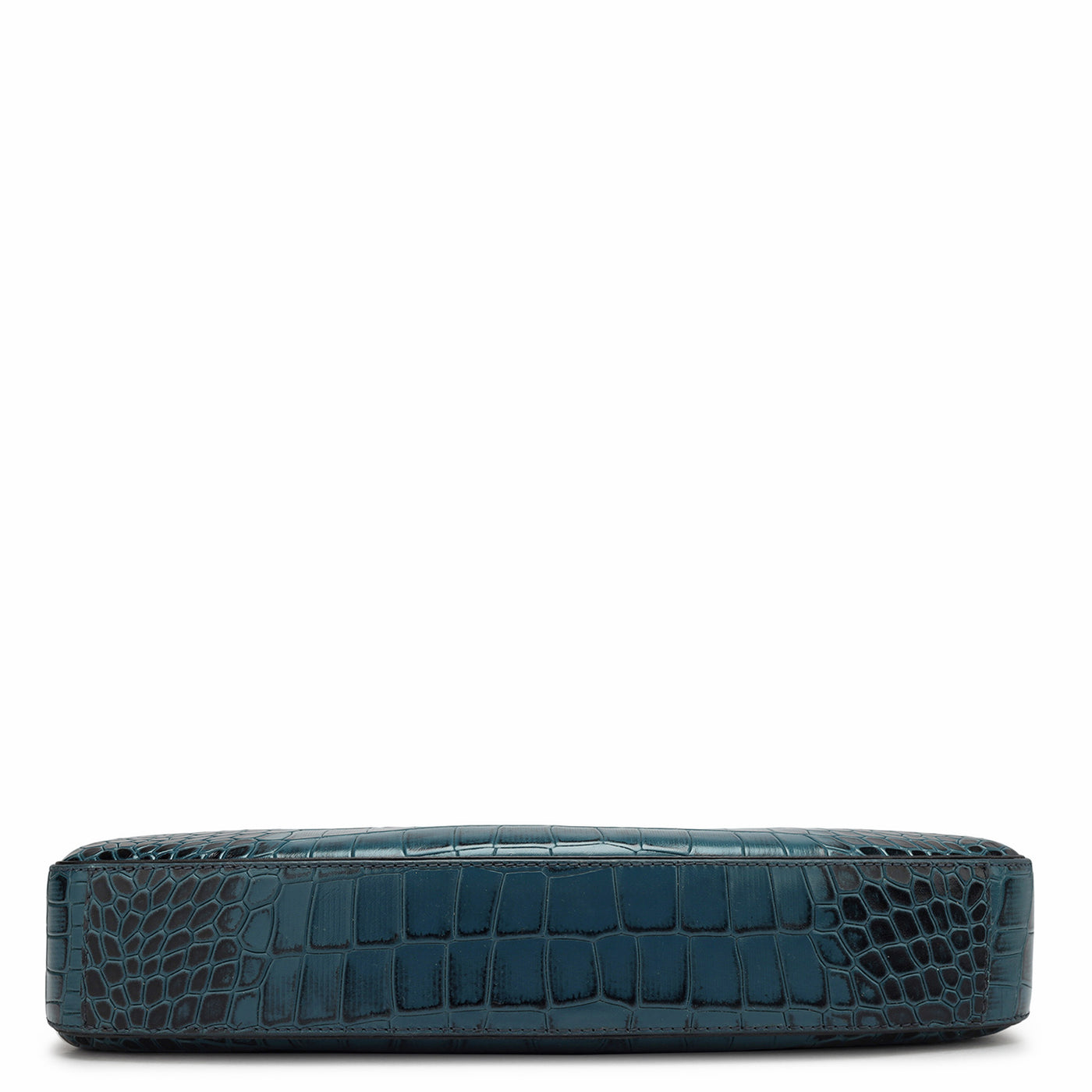 Small Croco Leather Baguette  - Ocean
