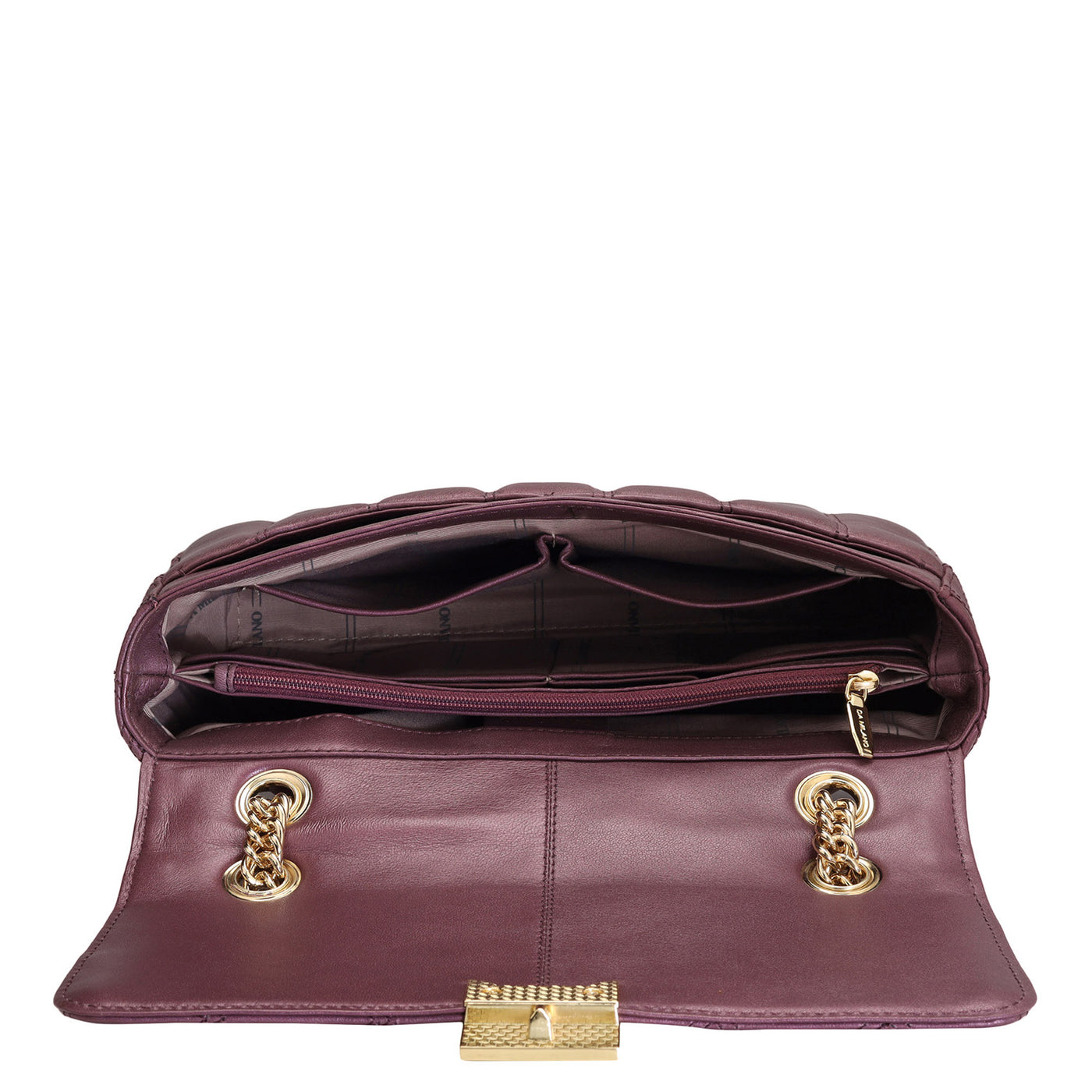 Small Quilting Leather Sahoulder Bag - Plum