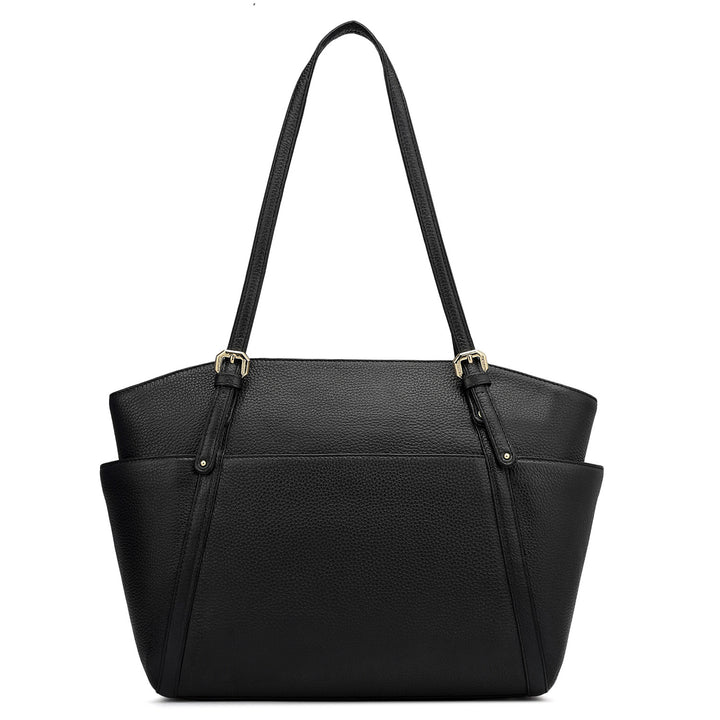 Medium Wax Leather Shoulder Bag - Black