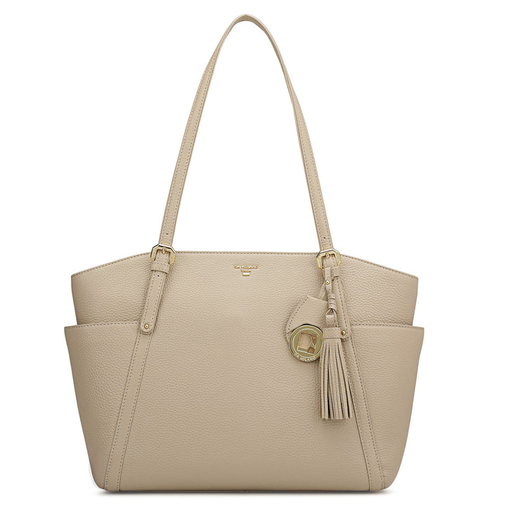 Medium Wax Leather Shoulder Bag - Dove