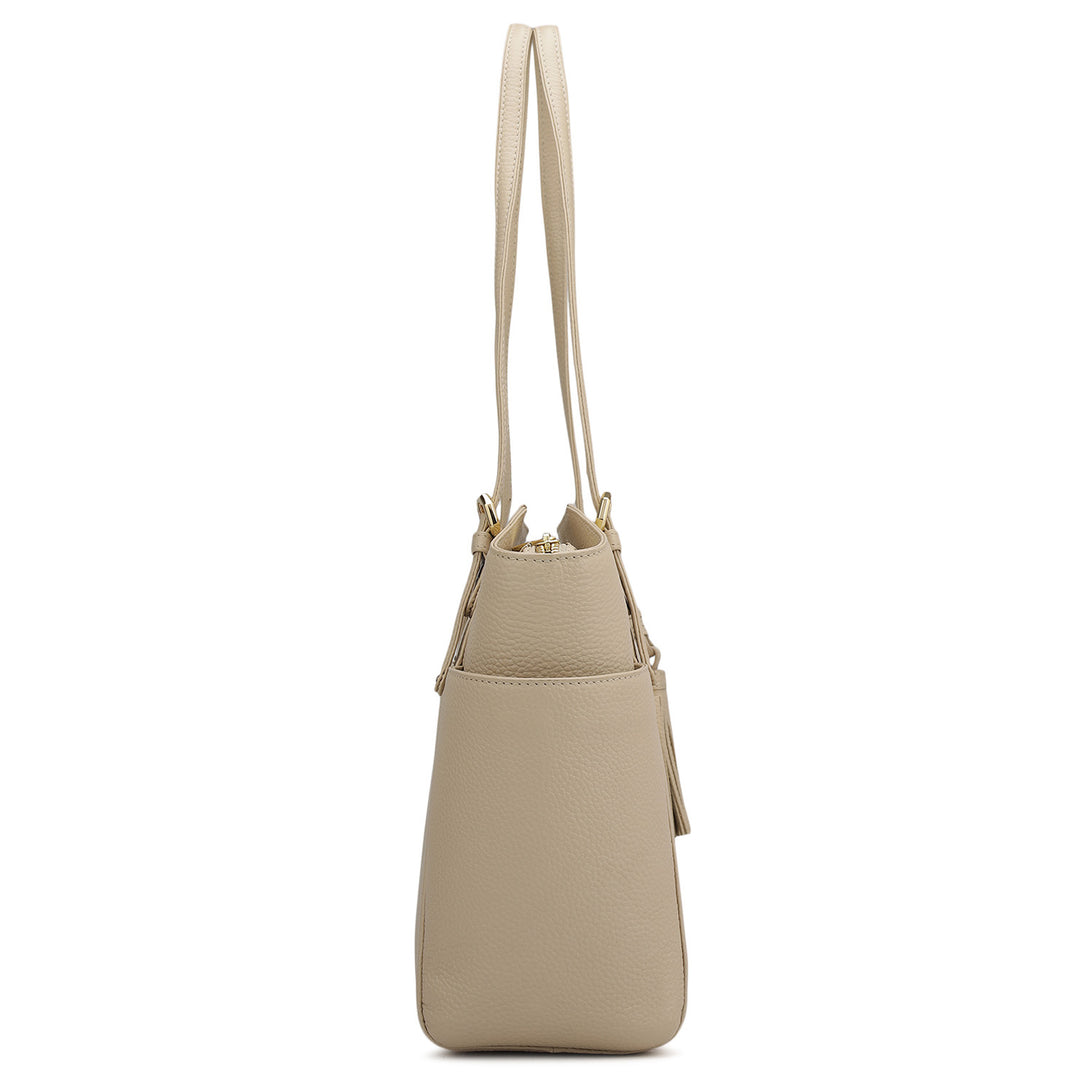 Medium Wax Leather Shoulder Bag - Dove