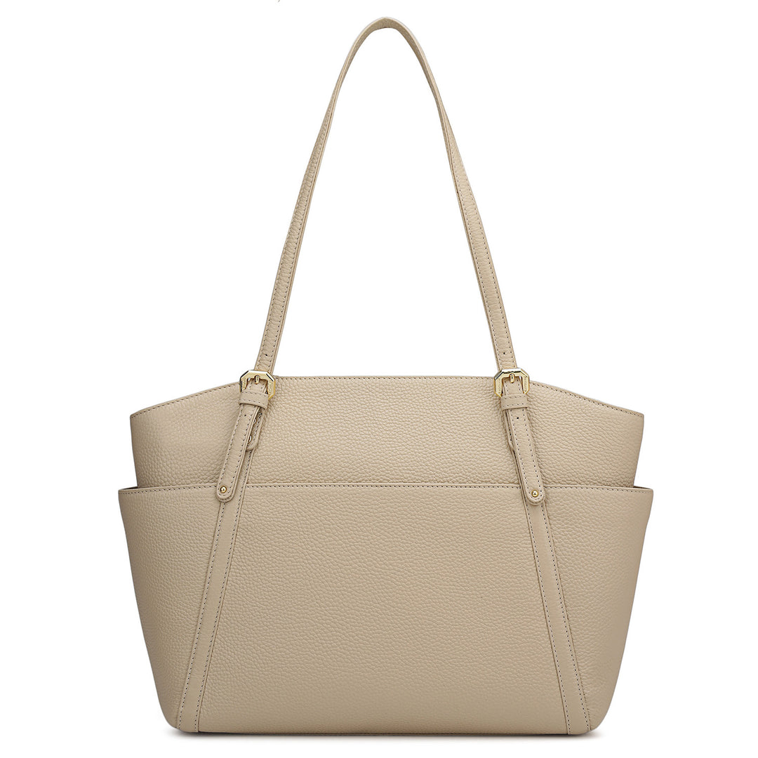 Medium Wax Leather Shoulder Bag - Dove