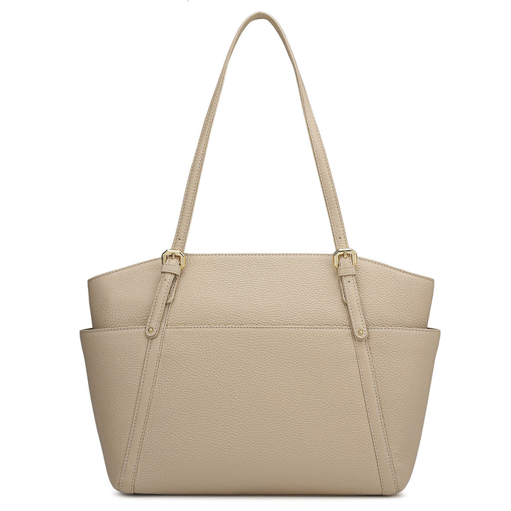 Medium Wax Leather Shoulder Bag - Dove