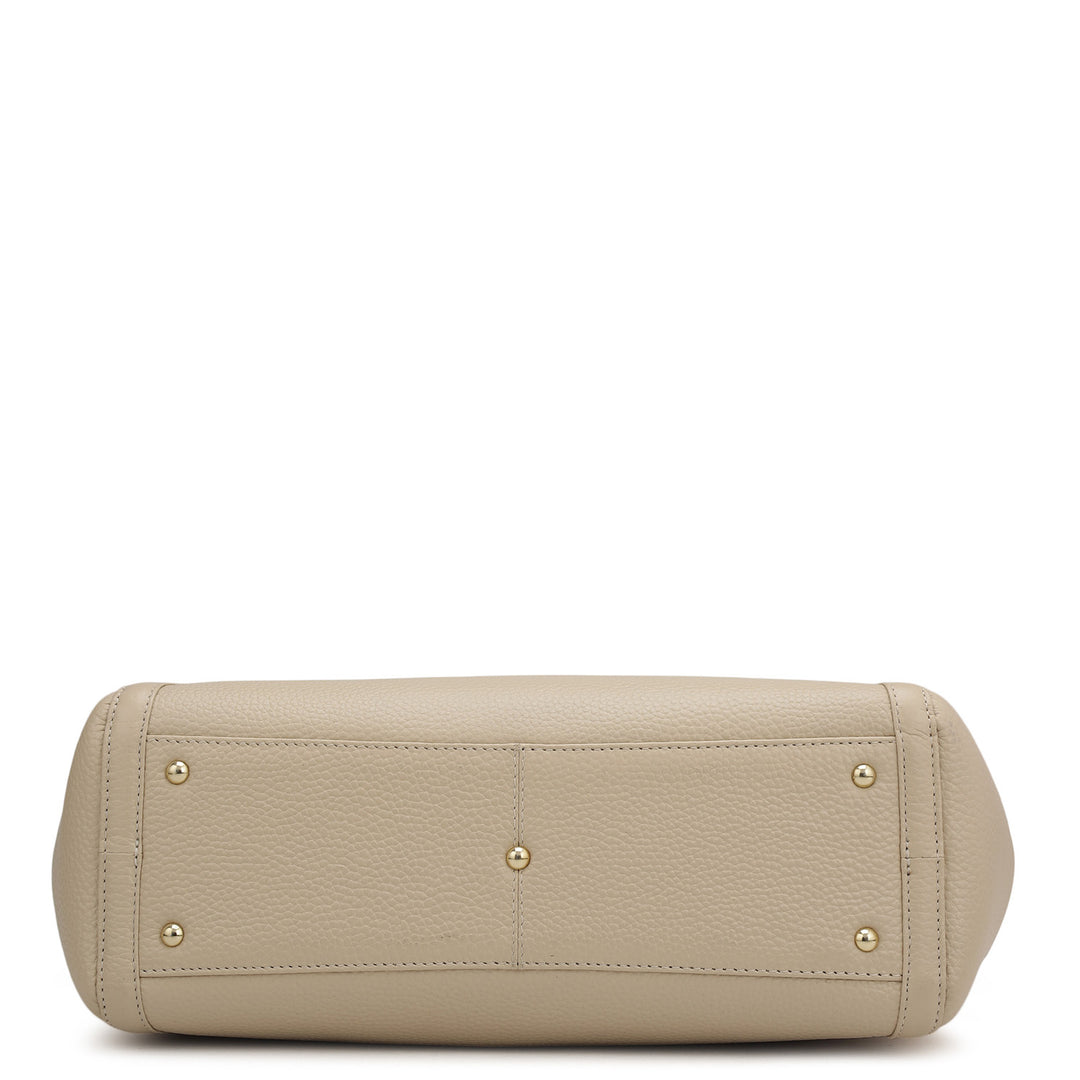 Medium Wax Leather Shoulder Bag - Dove