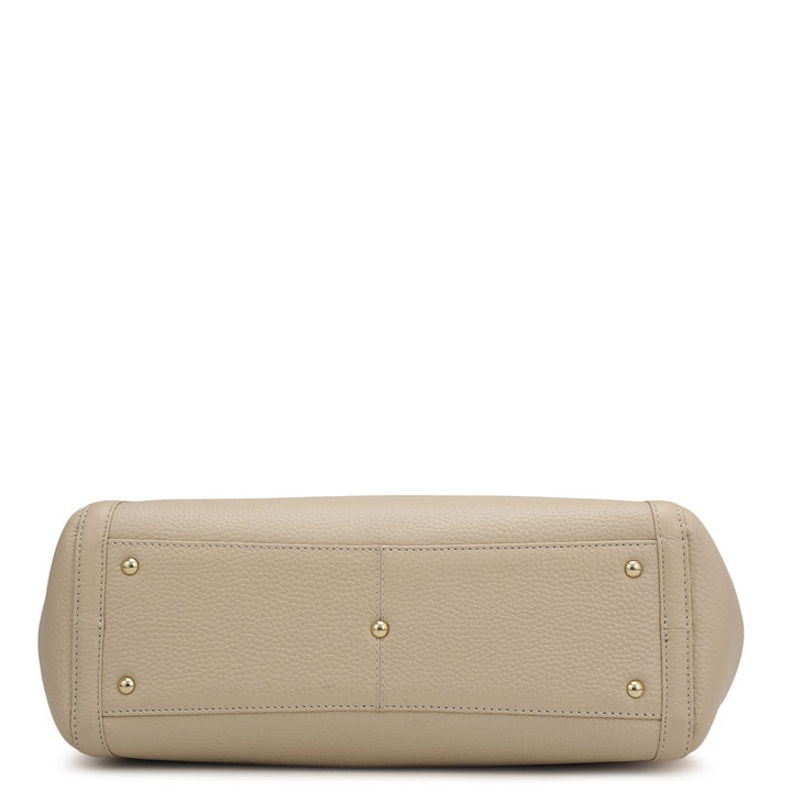 Medium Wax Leather Shoulder Bag - Dove