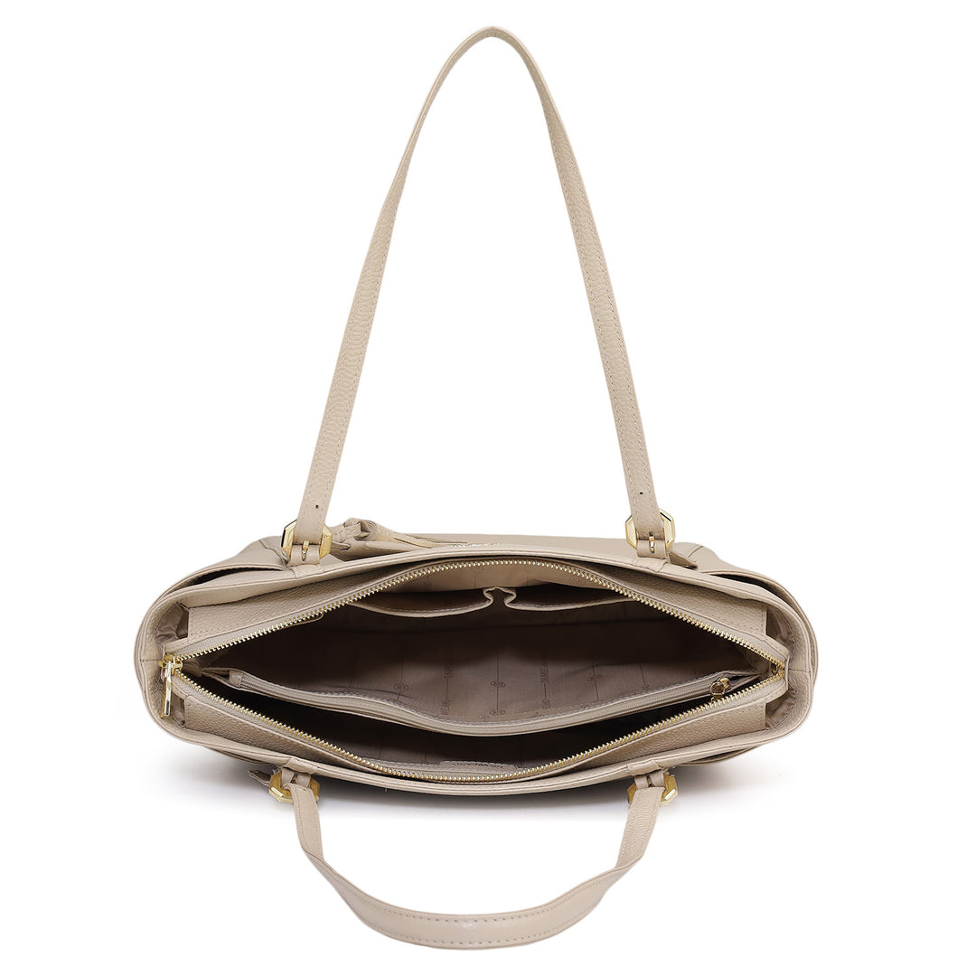 Medium Wax Leather Shoulder Bag - Dove