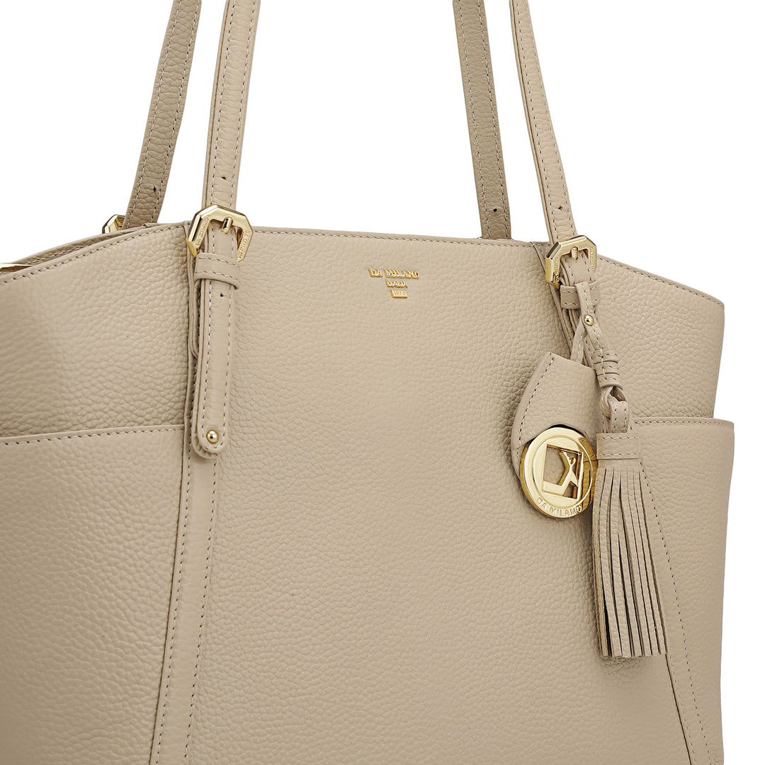 Medium Wax Leather Shoulder Bag - Dove