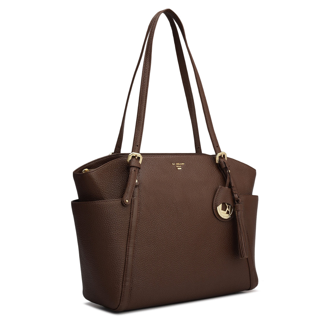 Medium Wax Leather Shoulder Bag - Espresso