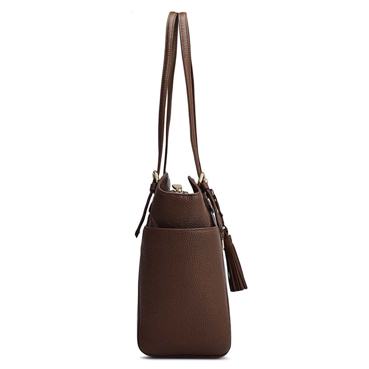 Medium Wax Leather Shoulder Bag - Espresso