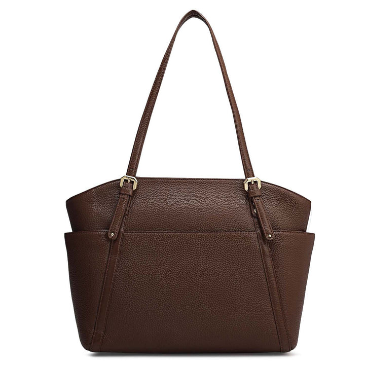 Medium Wax Leather Shoulder Bag - Espresso