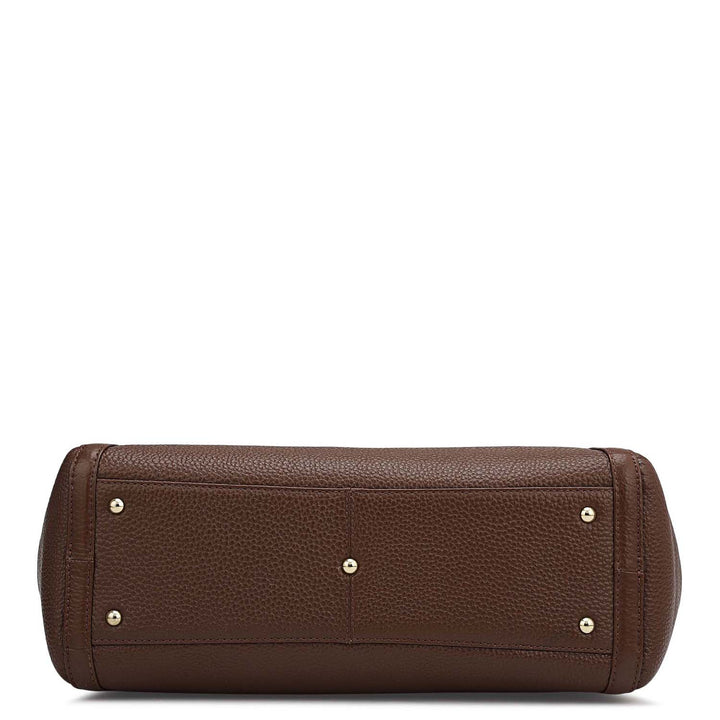Medium Wax Leather Shoulder Bag - Espresso