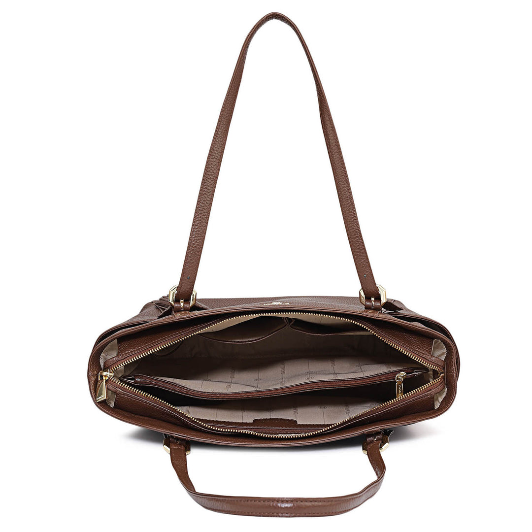 Medium Wax Leather Shoulder Bag - Espresso
