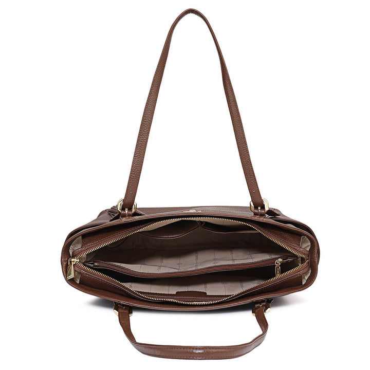 Medium Wax Leather Shoulder Bag - Espresso
