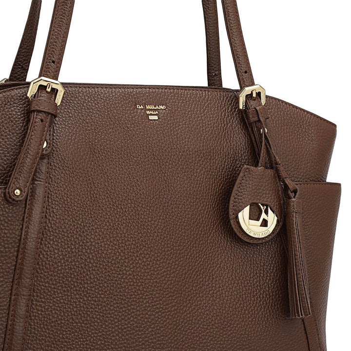 Medium Wax Leather Shoulder Bag - Espresso