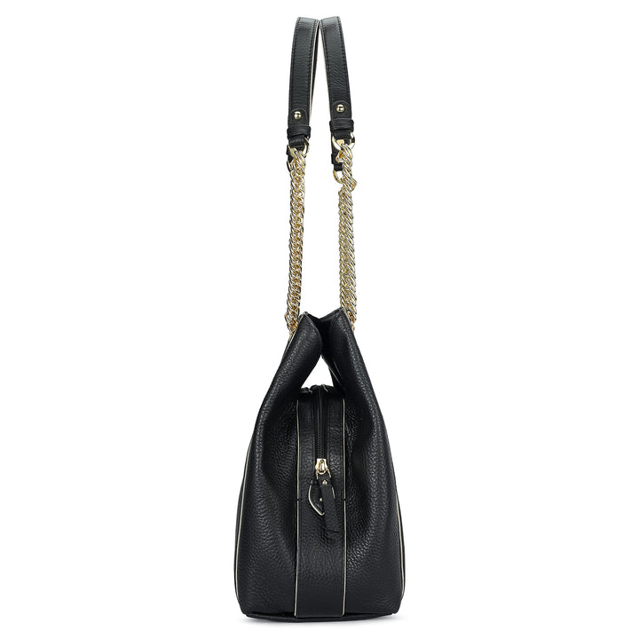 Medium Wax Leather Hobo - Black