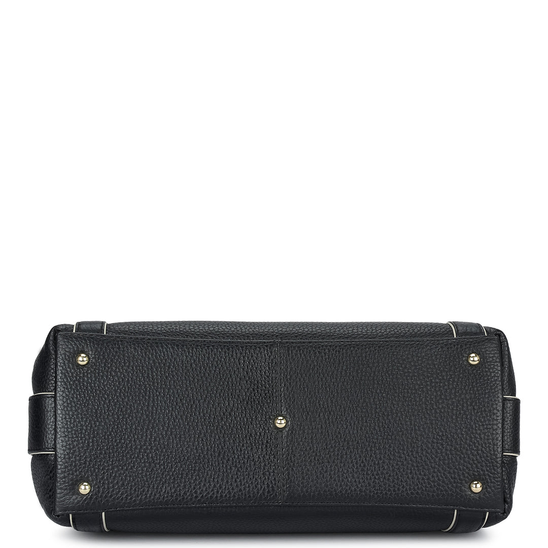 Medium Wax Leather Hobo - Black