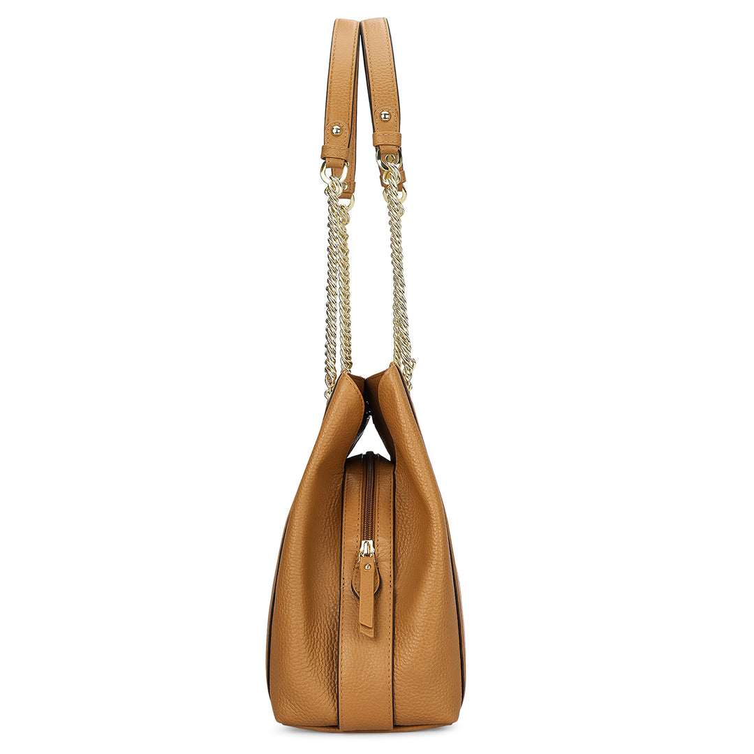 Medium Wax Leather Hobo - Caramel