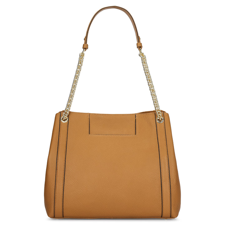 Medium Wax Leather Hobo - Caramel