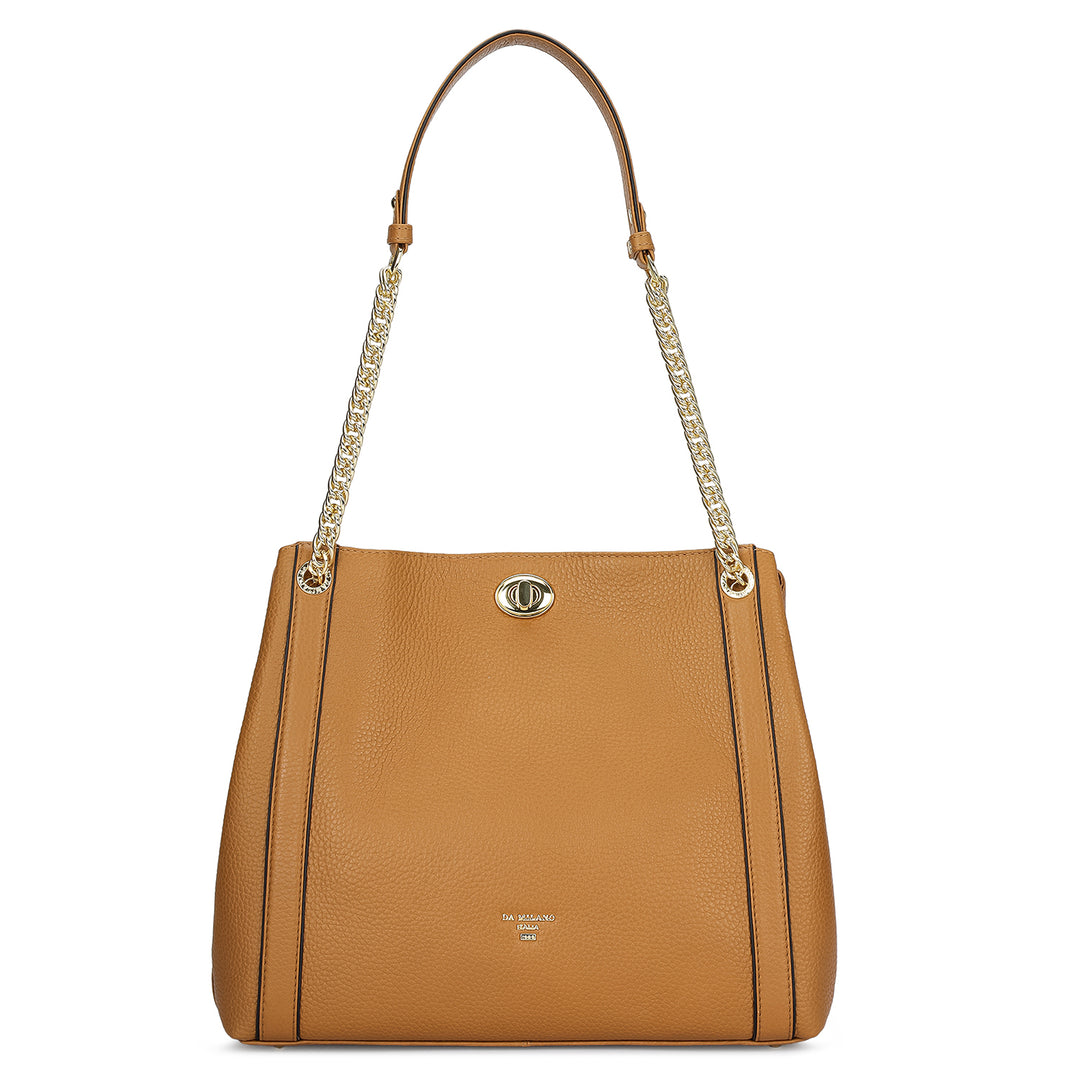 Medium Wax Leather Hobo - Caramel