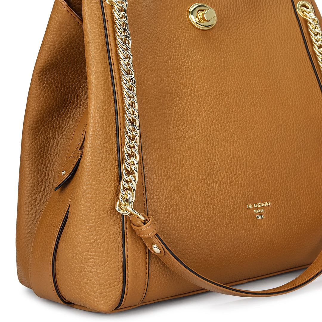Medium Wax Leather Hobo - Caramel