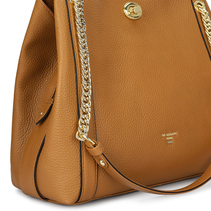 Medium Wax Leather Hobo - Caramel