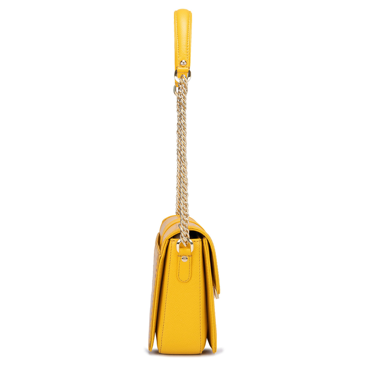 Small Croco Franzy Leather Shoulder Bag - Honey