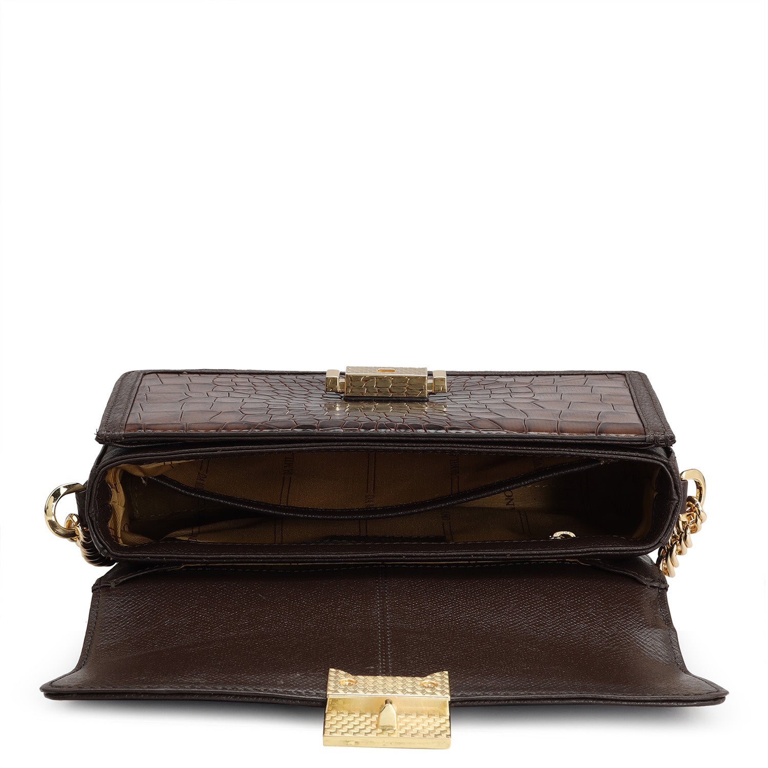 Small Croco Leather Shoulder Bag - Brown – Da Milano
