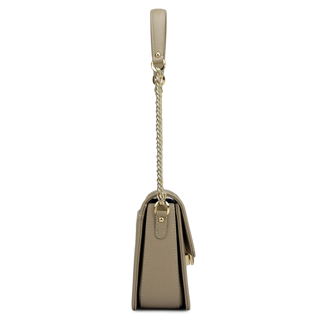 Small Croco Franzy Leather Shoulder Bag - Frost