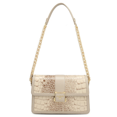 Small Croco Leather Shoulder Bag - Frost