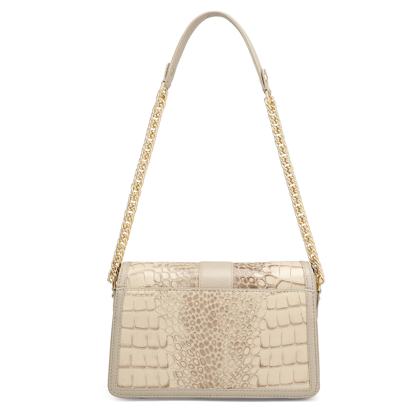 Small Croco Leather Shoulder Bag - Frost