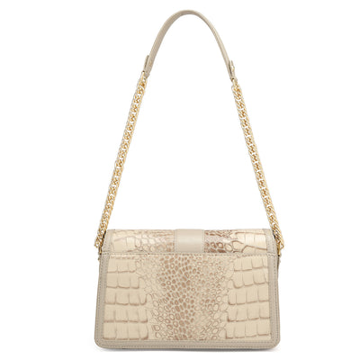 Small Croco Leather Shoulder Bag - Frost