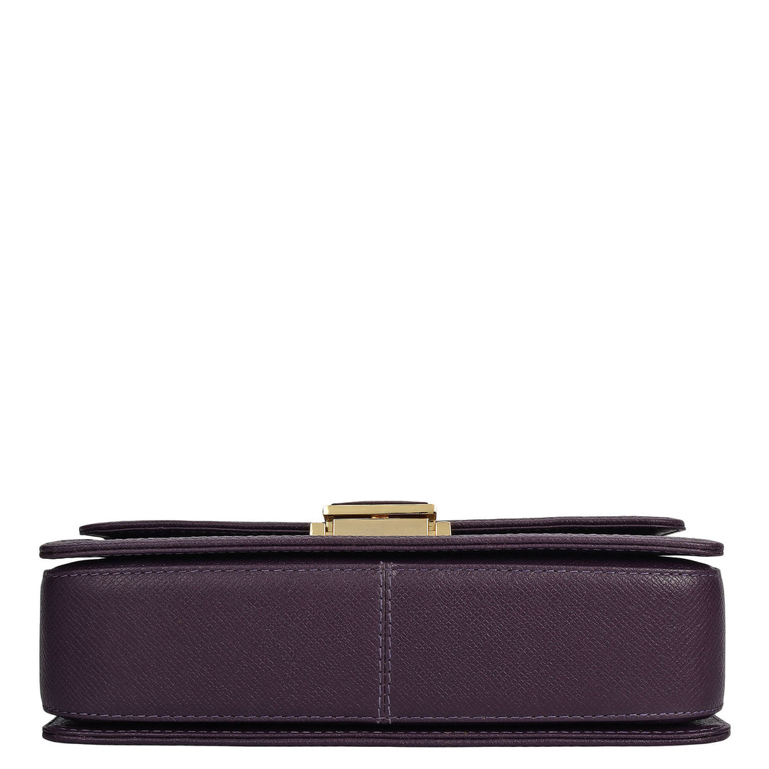 Small Croco Leather Shoulder Bag - Grapevine