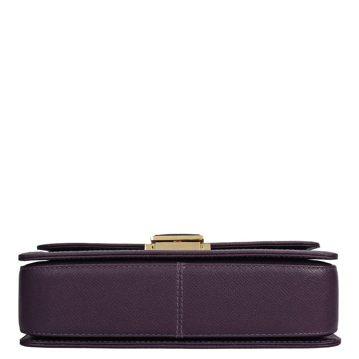 Small Croco Leather Shoulder Bag - Grapevine