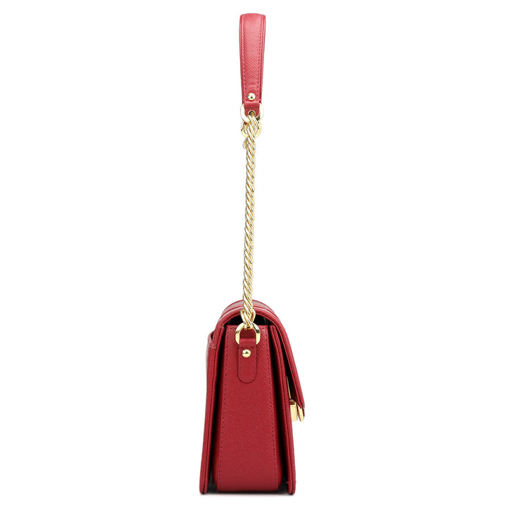 Small Croco Franzy Leather Shoulder Bag - Plumberry