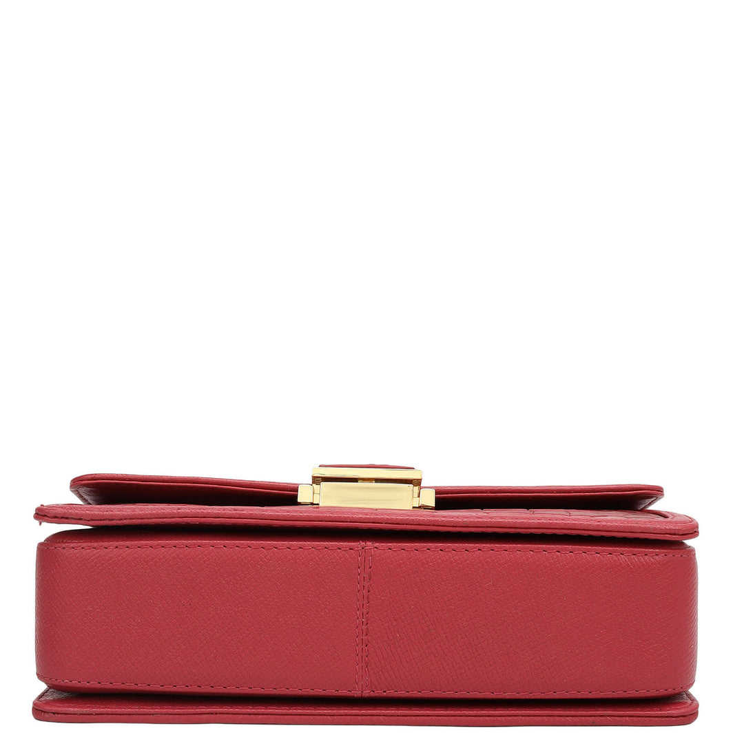 Small Croco Franzy Leather Shoulder Bag - Plumberry