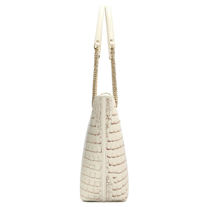 Medium Croco Leather Tote - Marshmallow