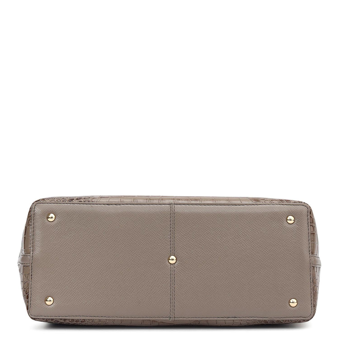 Medium Croco Leather Tote - Smoke Grey