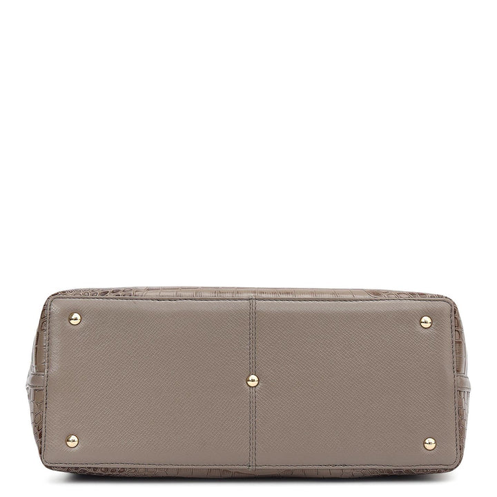 Medium Croco Leather Tote - Smoke Grey