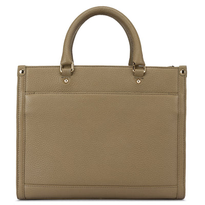 Medium Wax Leather Book Tote - Olive