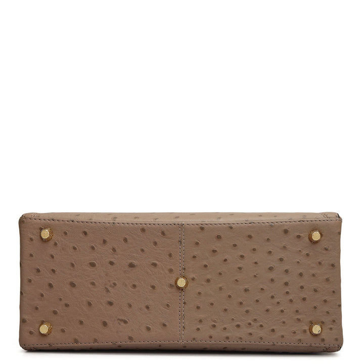 Small Ostrich Leather Book Tote - Slate
