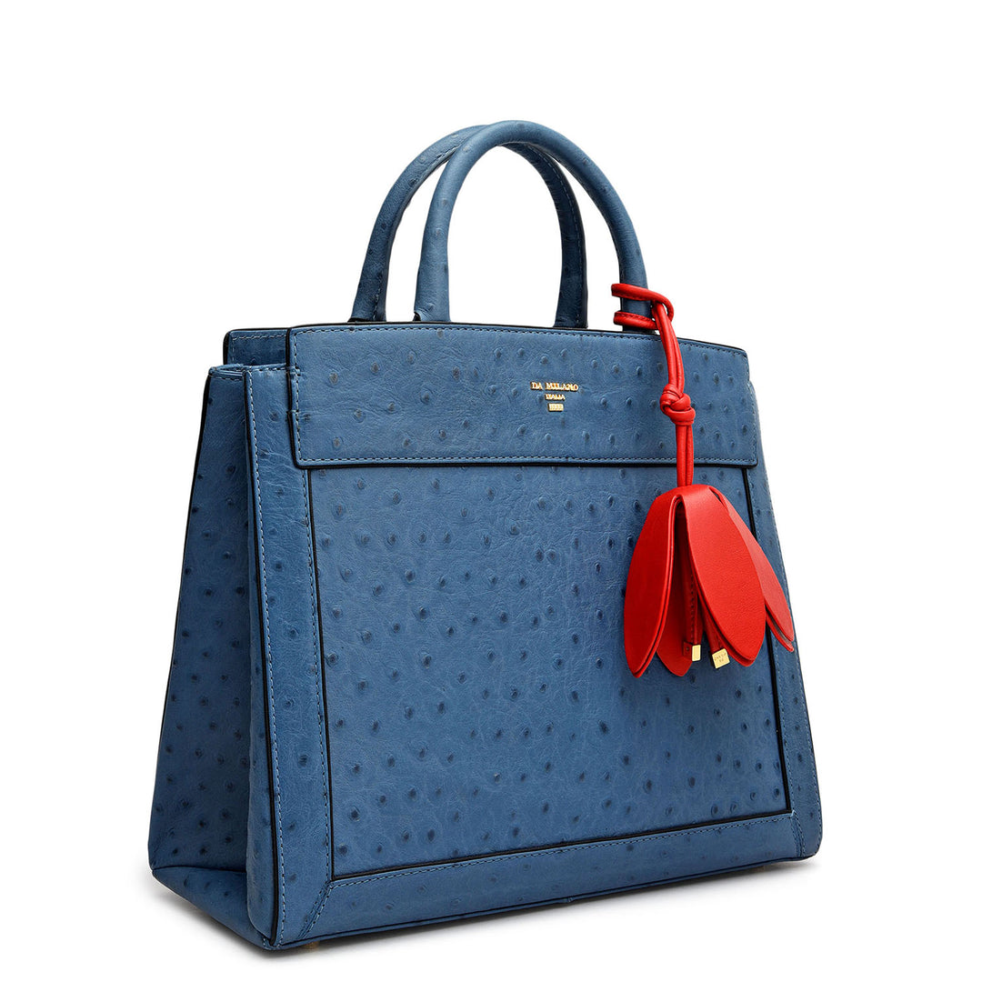 Small Ostrich Leather Book Tote - Twilight