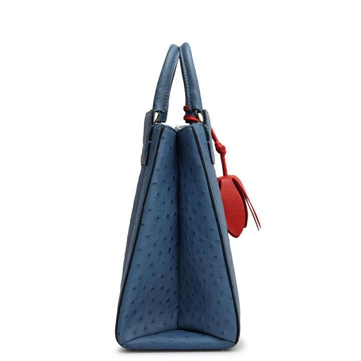 Small Ostrich Leather Book Tote - Twilight