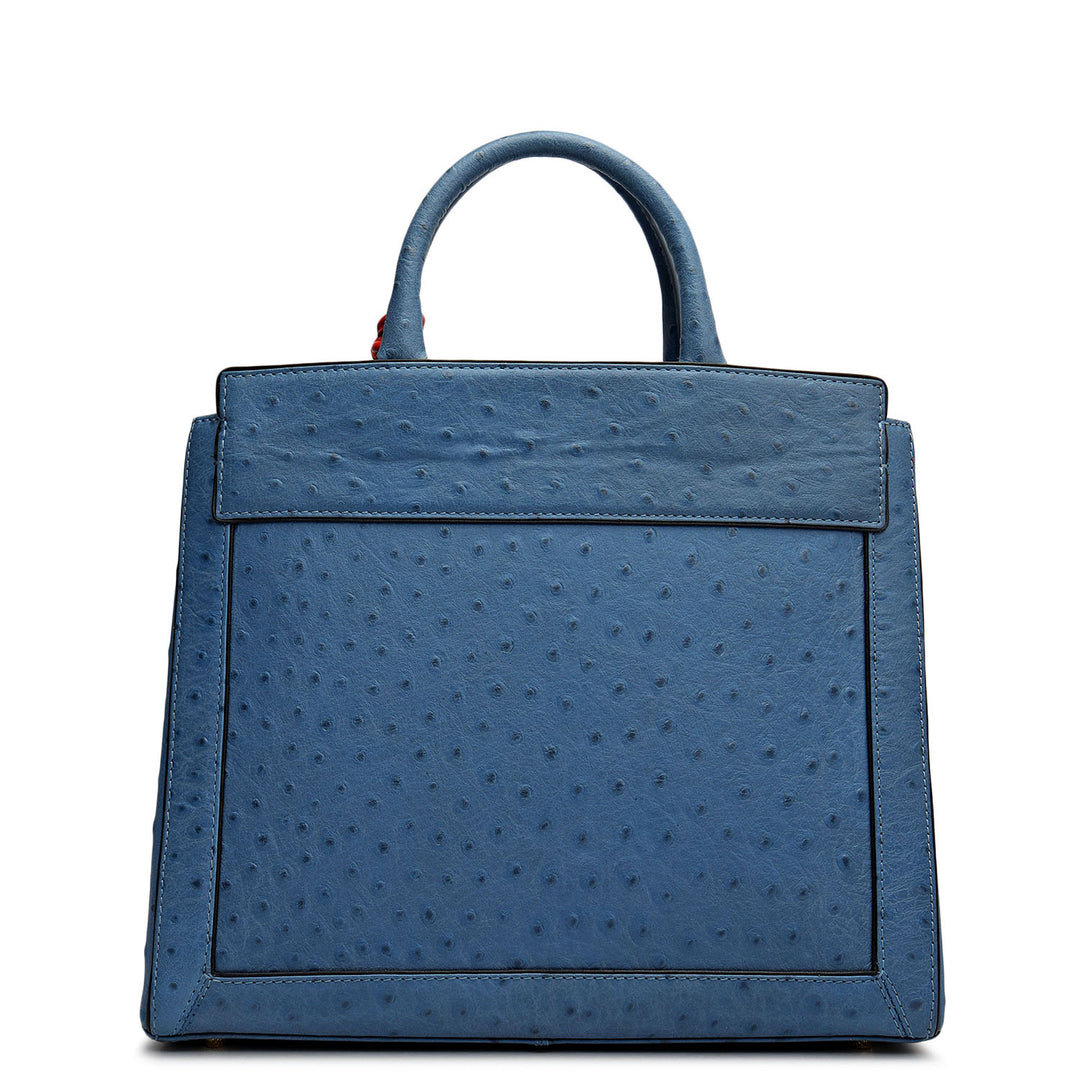Small Ostrich Leather Book Tote - Twilight