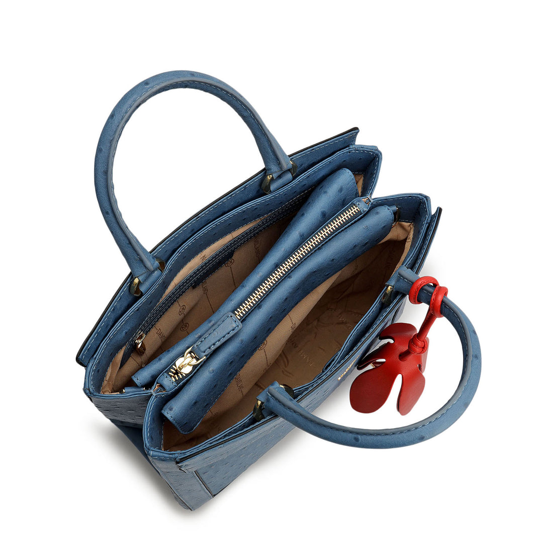 Small Ostrich Leather Book Tote - Twilight