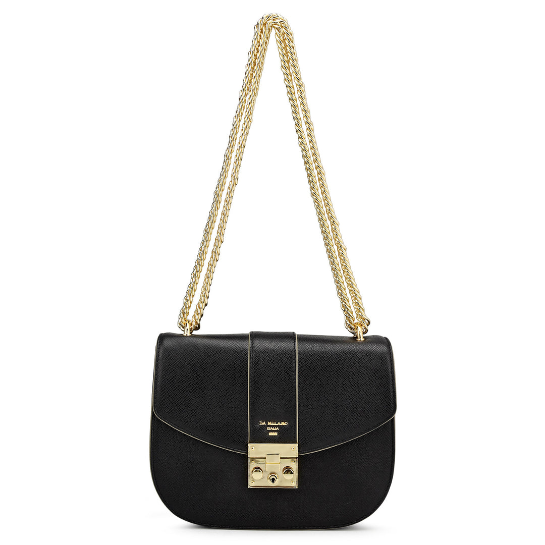 Small Franzy Leather Shoulder Bag - Black